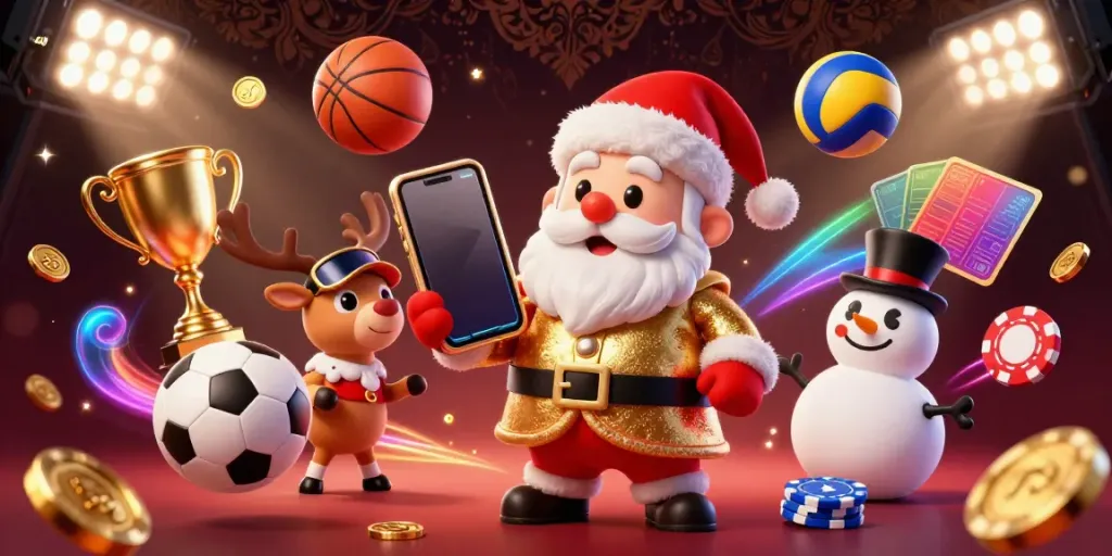 Experience the excitement of au88 with Santa and friends celebrating jackpots in a vibrant, 3D digital casino.